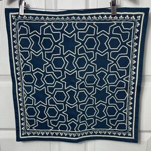 CHELSEA NY Navy Blue Geometric Patterned Linen Decorative Pillowcase 19x19